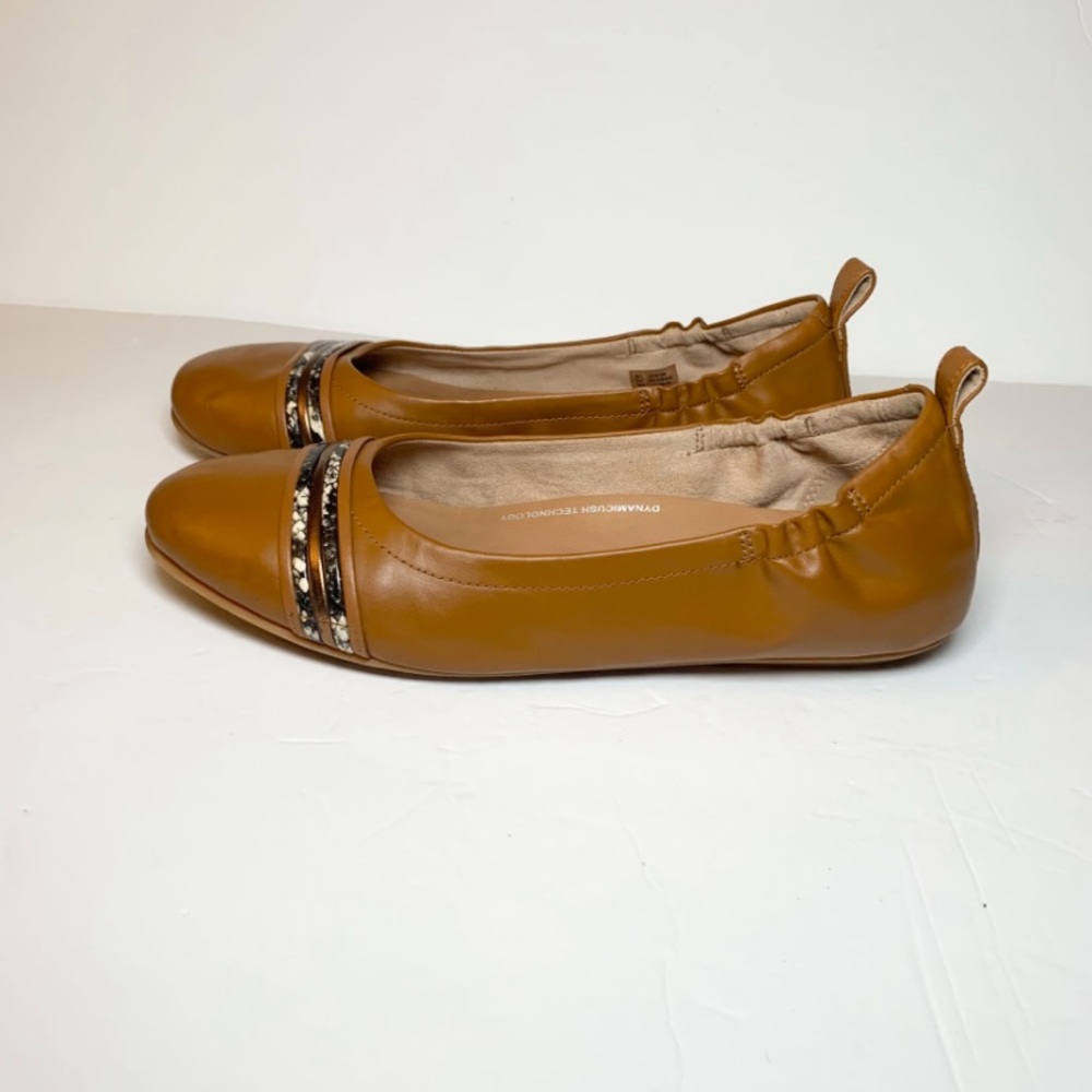 FitFlop Allegro Snake-Bangle Leather Ballet Flats Brown w/ Snakeskin Detail Sz 9 - Picture 4 of 10